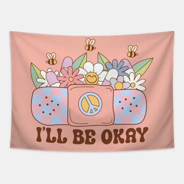 I'll Be Okay Mental Health Groovy Tapestry by JDVNart