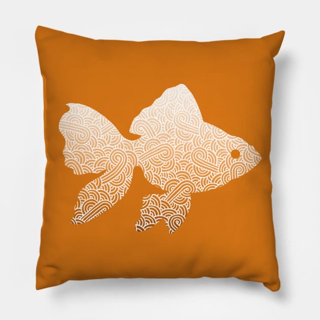 Ombre orange and white swirls doodles goldfish Pillow by Savousepate