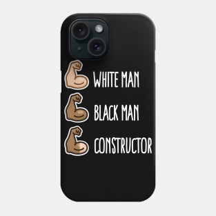 White man black man constructor biceps funny builder workout (light design) Phone Case