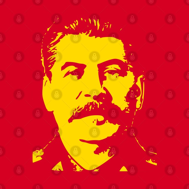 Stalin Yellow On Red Soviet Style Pop Art by Nerd_art