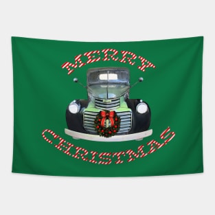 Vintage GMC Pickup Truck Christmas Design Tapestry