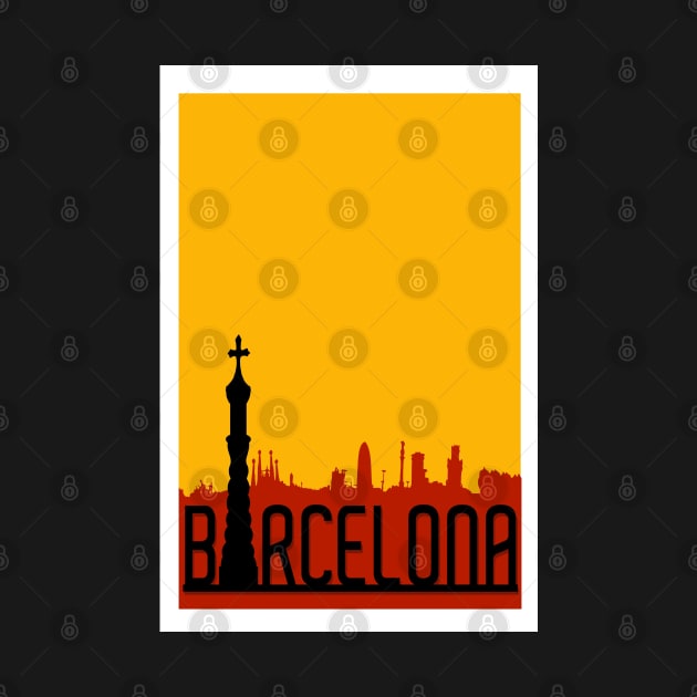 Barcelona, Spain, Travel Poster by BokeeLee