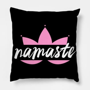 Namaste on pink yoga lotus Yoga design Pillow