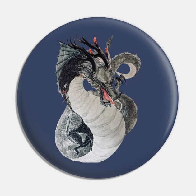 Chinese Black Dragon God Pin by MaknArt