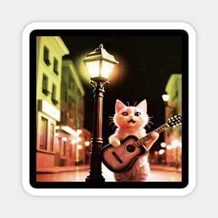 Cute little cat playing guitar Magnet