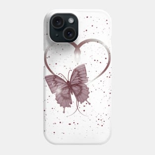 Pretty Dusty Rose Pink Fluttering Winged Butterfly Insect & Heart Phone Case