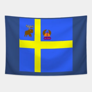 Sporty Swedish on Blue Background Tapestry