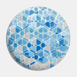 Cubes & Diamonds in Blue & Grey Pin