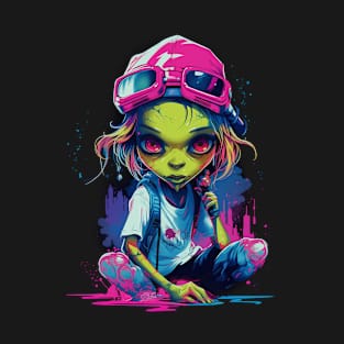 Cute Alien Graffiti Girl T-Shirt