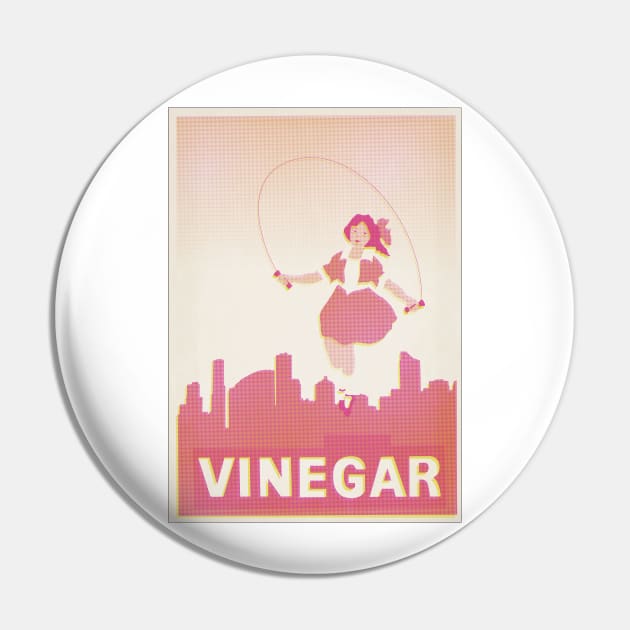 Skipping Girl Vinegar Vintage Screen Print Pin by melbournedesign