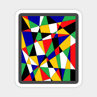 black white red blue green yellow artwork Magnet