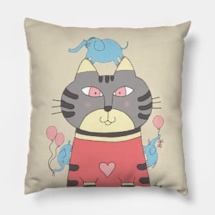 Cat Portrait Circus Elephant Pillow