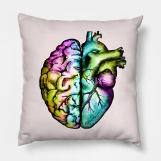 Right balance between brain and heart, colorful, raimbow Pillow