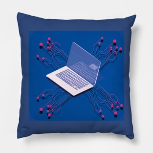 Notebook Isometric Vector Desktop with Open Laptop Pillow