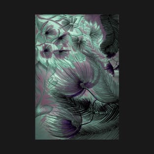 LARGE PASTEL ART DECO ABSTRACT FERNS FLOWERS AND TRIFFIDS T-Shirt