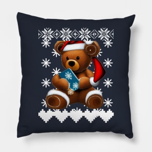 Ugly Christmas sweater with a teddy bear Pillow