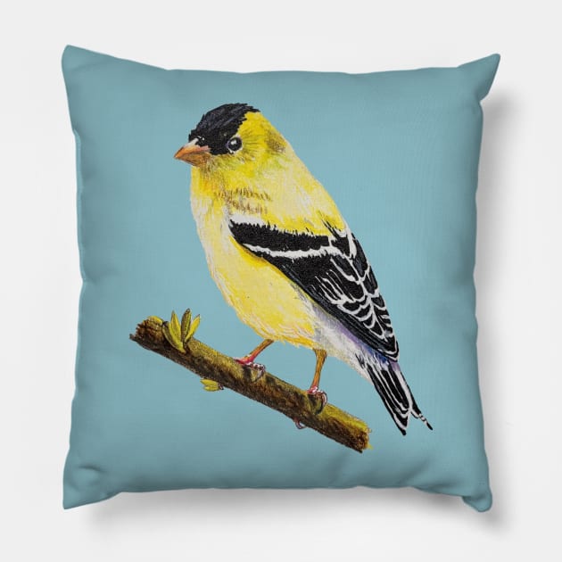 American Goldfinch Drawing (no background) Pillow by EmilyBickell