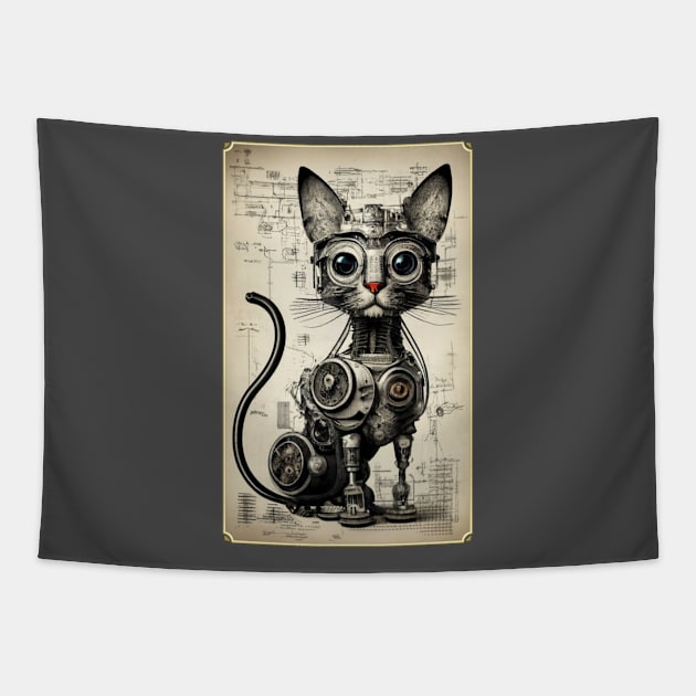 Robo Cat Tapestry by INLE Designs