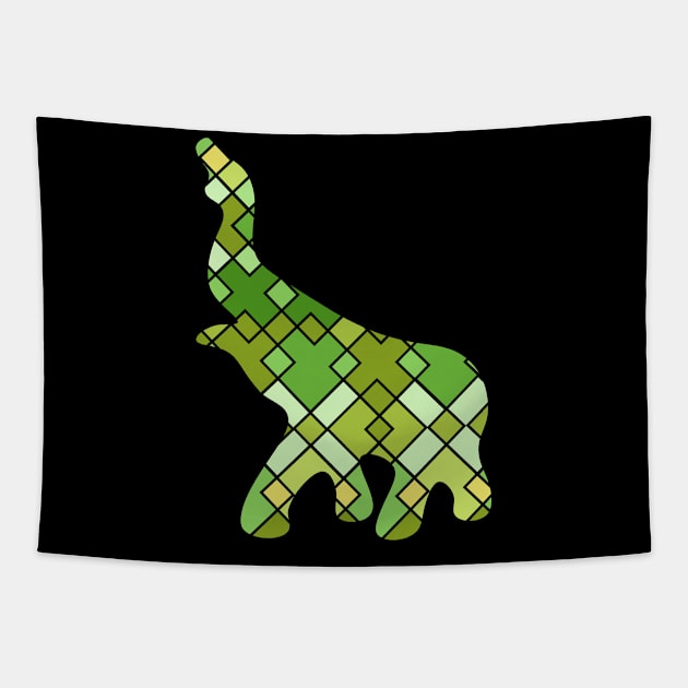 abstract geometric elephant art Tapestry by omitay