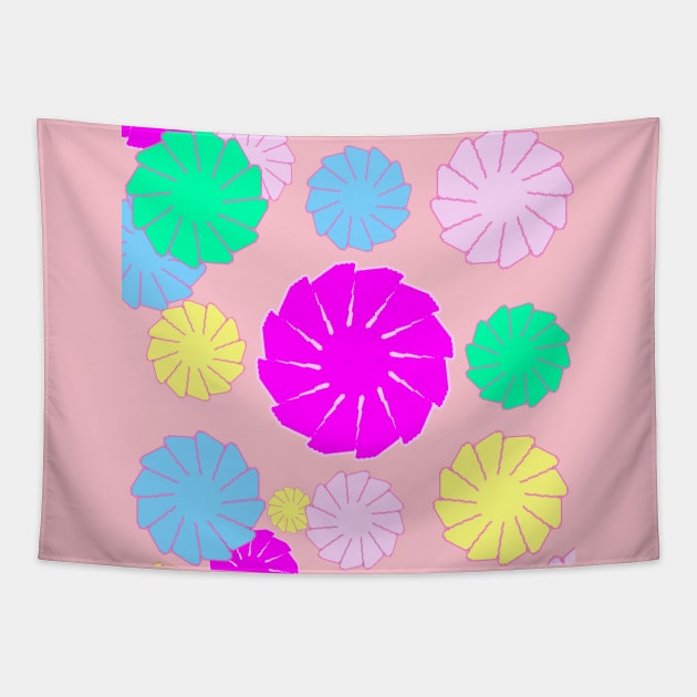 Set of Colorful flowers blooming Tapestry by zinfulljourney