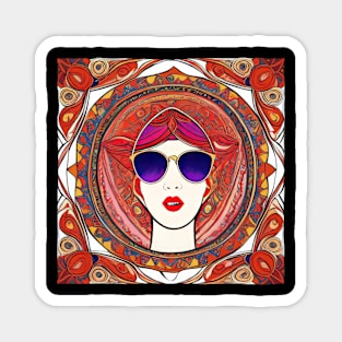 Cool vintage woman with sunglasses | Magnet