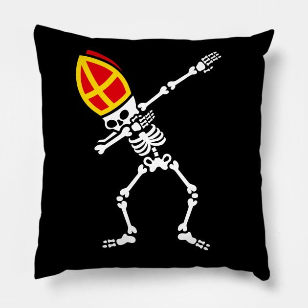 Sinterklaas Skeleton Dab dabbing Saint Nicholas Sint Pillow by LaundryFactory