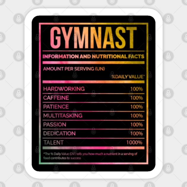 Awesome And Funny Nutrition Label Gymnast Gymnasts Gymnastic Gymnastics Saying Quote For A Birthday Or Christmas - Gymnastics - Sticker