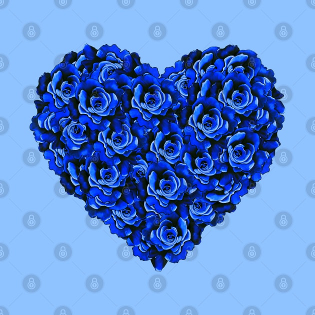 Blue Rose Flower Heart by Eveka