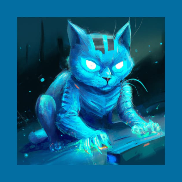 Futuristic Techno Cyber Cat by Star Scrunch