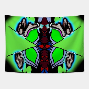 Alien on reflective green Tapestry