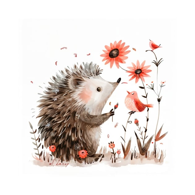 Hedgehog and bird by maryglu