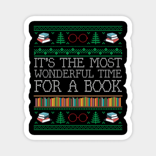 Books Reading Librarian Teacher Book Lovers Ugly Christmas Magnet