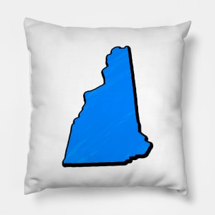 Bright Blue New Hampshire Outline Pillow