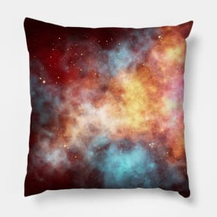 Blue Yellow Celestial Space Nebulas & Stars Aesthetic Style Pillow