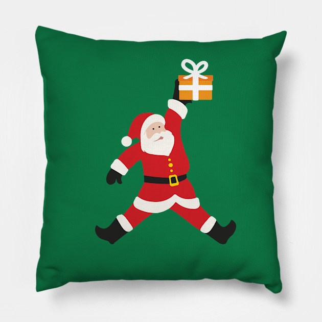 Ugly Christmas Sweater Santa Claus Dunk Gift Basketball Funny Parody Pillow by politicart