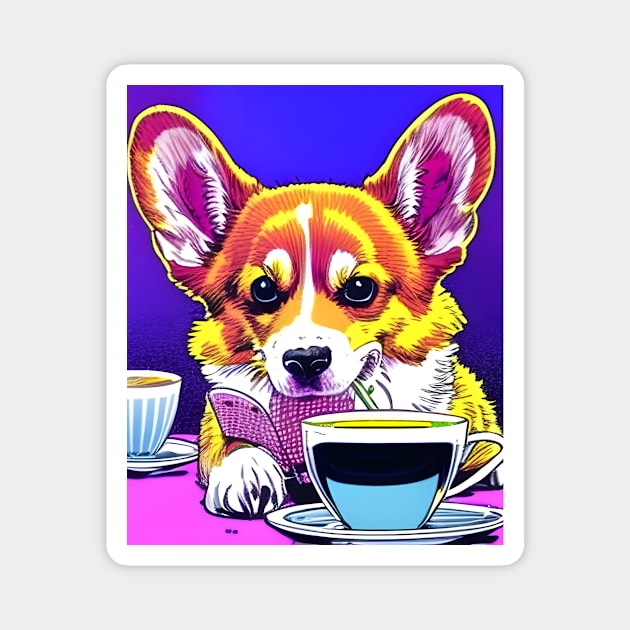 Corgi And Coffee Magnet by Megaluxe 