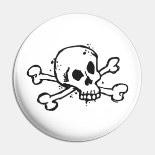 New School Skull And Cross Bones Original Art Pin