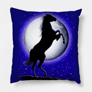 Wild Horse on Blue Moon Pillow