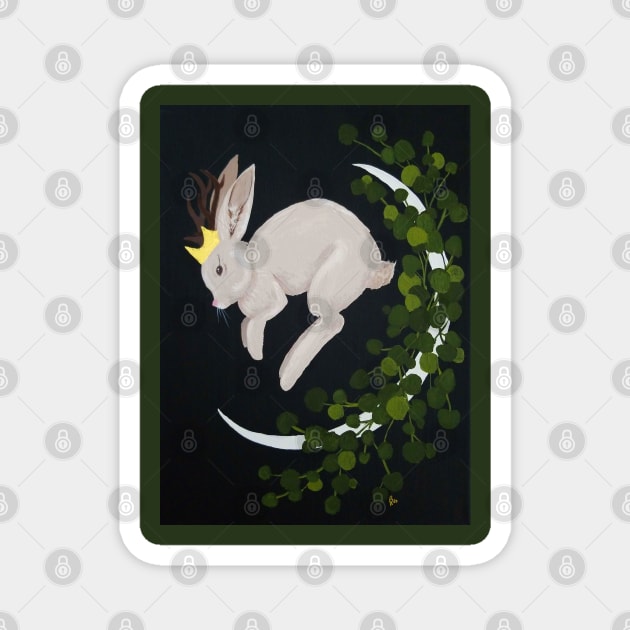 Jackalope King Jumps Over the Moon Magnet by Nerds The Word Prints