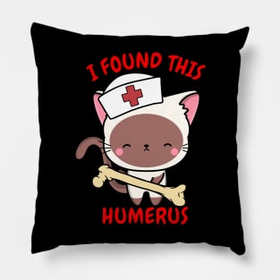 Funny white Cat tells a lame joke Pillow