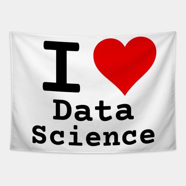 I Love Data Science | Stylized Heart Logo Black Tapestry by aRtVerse