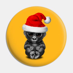 Baby Gorilla Wearing a Santa Hat Pin