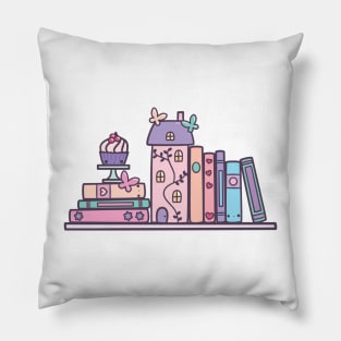 Cute pastel bookshelf Pillow