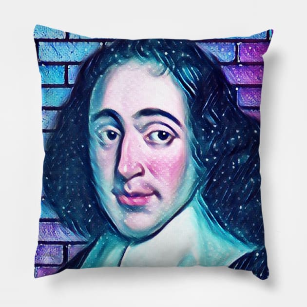 Baruch Spinoza Snowy Portrait | Baruch Spinoza Artwork 12 Pillow by JustLit