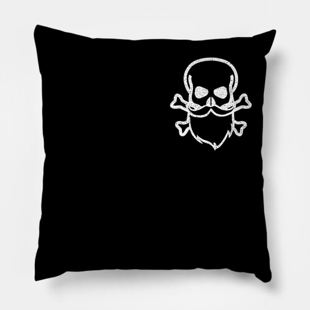 Skull and Beard Pocket Logo - White Pillow by Tatted_and_Tired