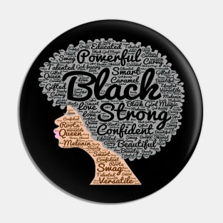 Afro Word Art Natural Hair T Shirt for Black Women Pin