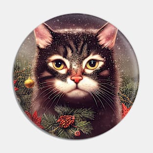 Cute Christmas Cat Pin