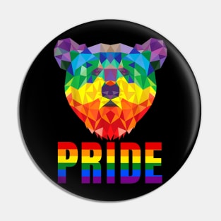 Faceted Rainbow Pride Bear Pin