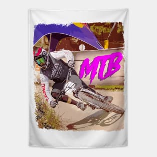 Downhill mountain bike race Tapestry