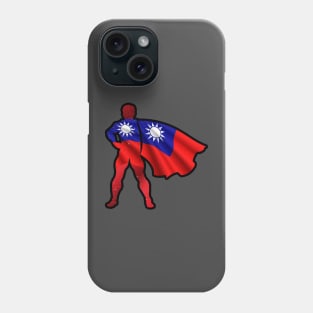 Taiwan Hero Wearing Cape of Taiwanese Flag Representing I Stand with Taiwan Phone Case